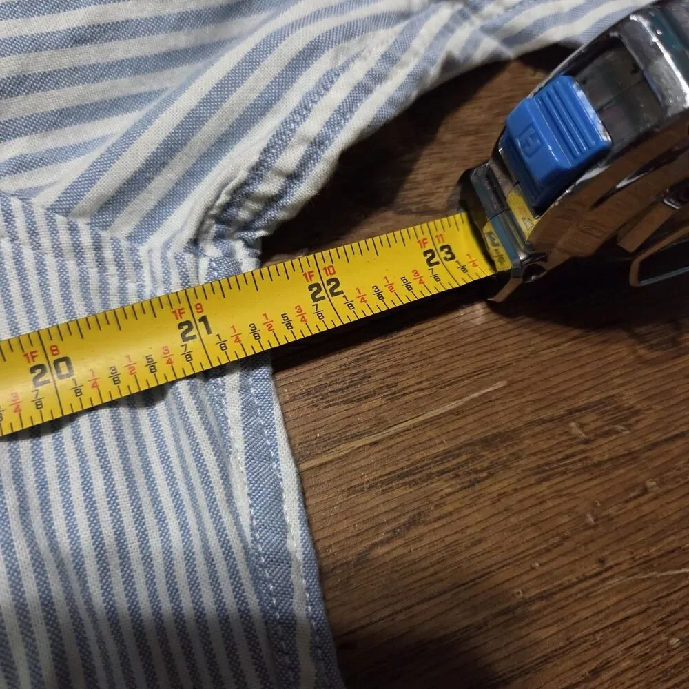 J. Crew Blue and White Striped Cotton Button-Down Shirt